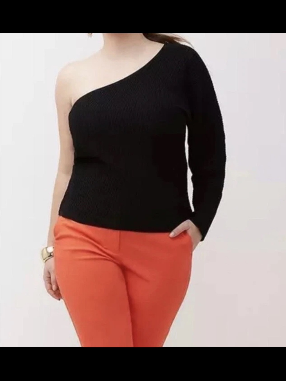 Lane Bryant One-Shoulder Black Knit Sweater